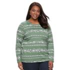 Plus Size Croft & Barrow&reg; Crewneck Long-sleeve Tee, Women's, Size: 4xl, Dark Green