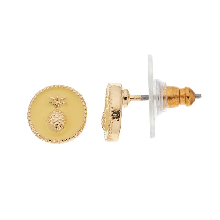 Lc Lauren Conrad Yellow Nickel Free Pineapple Stud Earrings, Women's
