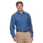 Big & Tall Izod Harbor Plaid Classic-fit Twill Button-down Shirt, Men's, Size: Xl Tall, Blue