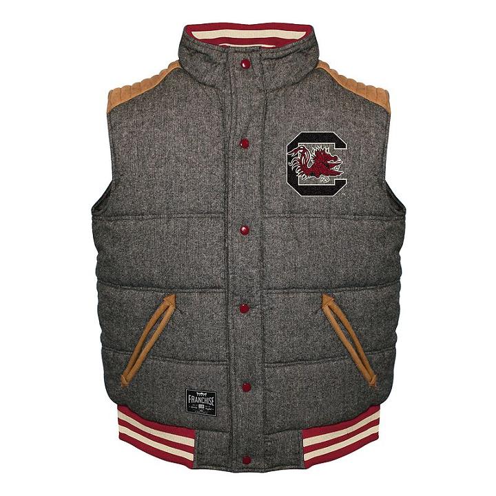 Men's Franchise Club South Carolina Gamecocks Legacy Reversible Vest, Size: 4xl, Grey