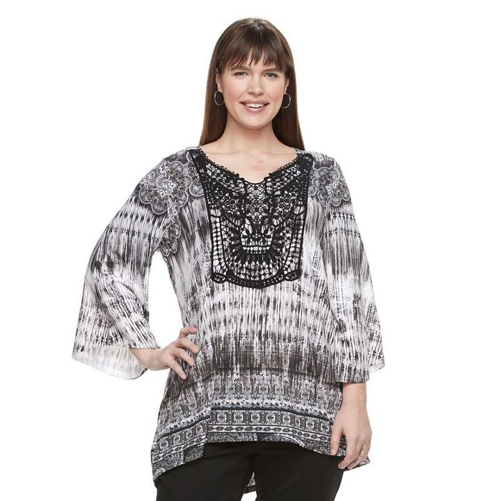 Plus Size World Unity Crochet Sublimation Top, Women's, Size: 1xl, Med Brown