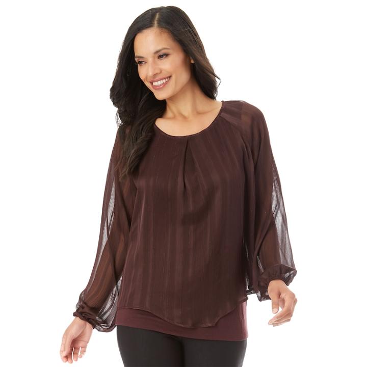 Women's Apt. 9&reg; Layered Front Top, Size: Medium, Drk Purple