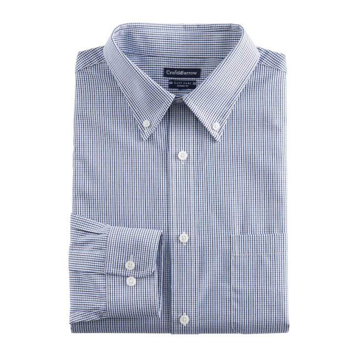 Men's Croft & Barrow&reg; Classic-fit Easy Care Button-down Collar Dress Shirt, Size: 15-32/33, Blue