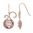 Amethyst 18k Rose Gold Over Silver Scrollwork And Chain-wrapped Drop Earrings, Women's, Purple