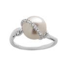 Pearlustre By Imperial Freshwater Cultured Pearl And Diamond Accent 14k White Gold Ring, Women's, Size: 9
