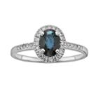 The Regal Collection 14k White Gold Genuine Sapphire And 1/6-ct. T.w. Igl Certified Diamond Frame Ring, Women's, Size: 7, Blue