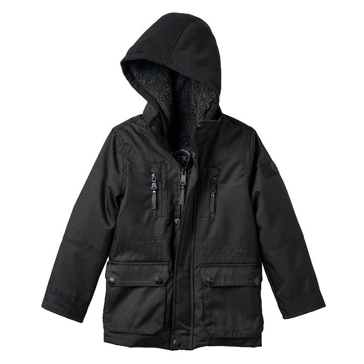 Boys 4-7 Urban Republic Ballistic Hooded Sherpa-lined Midweight Jacket, Boy's, Size: 5-6, Black