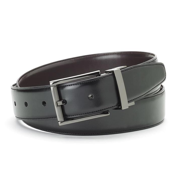 Apt. 9&reg; Feather-edge Reversible Leather Belt, Men's, Size: 38, Black