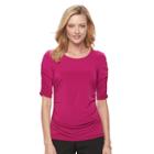 Women's Dana Buchman Shirred Elbow-sleeve Top, Size: Small, Pink