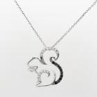 Sterling Silver 1/4-ct. T.w. Black And White Diamond Squirrel Pendant, Women's, Size: 18