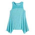 Girls Plus Size Mudd&reg; Ribbed Sharkbite Hem Tank Top, Size: 18 1/2, Turquoise/blue (turq/aqua)