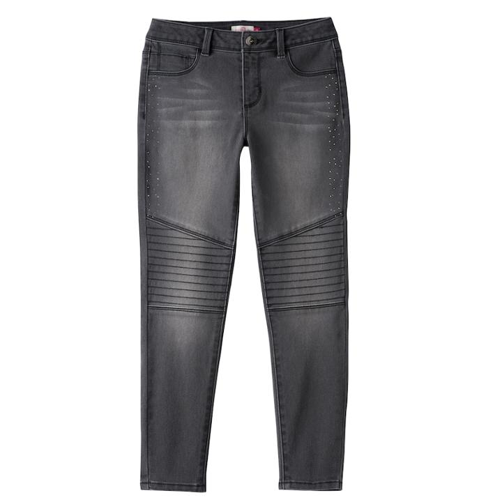 Girls 7-16 So&reg; High-rise Moto Jeggings, Size: 7, Black