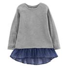 Girls 4-12 Oshkosh B'gosh&reg; Chiffon-hem Sweatshirt, Size: 7, Light Grey