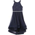 Girls 7-16 Speechless Rhinestone Bodice & Tulle Dress, Size: 10, Blue (navy)