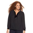 Plus Size Rock & Republic&reg; Embellished Peasant Top, Women's, Size: 1xl, Black