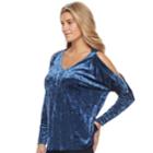 Women's Juicy Couture Cold Shoulder Velvet Top, Size: Xl, Blue