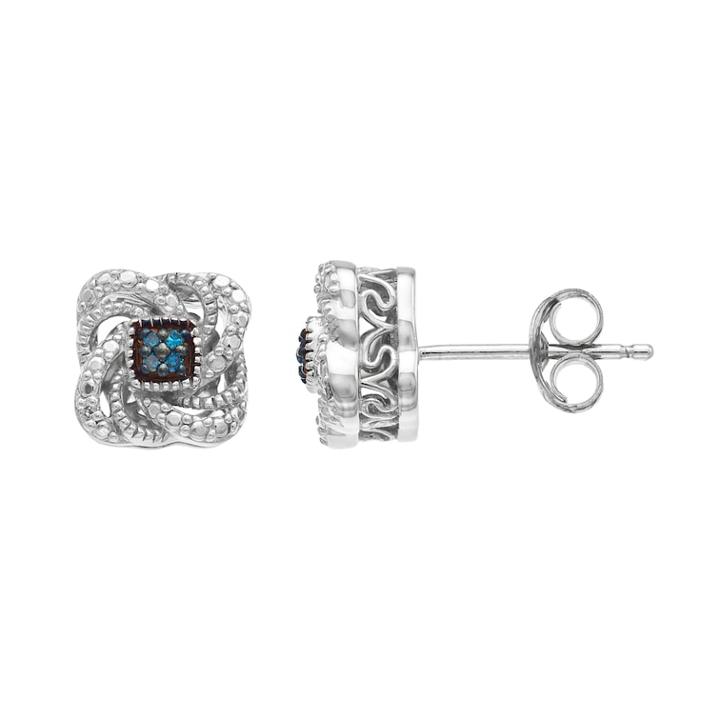 Simply Vera Vera Wang Sterling Silver White & Blue Diamond Accent Swirl Stud Earrings, Women's