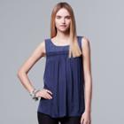 Petite Simply Vera Vera Wang Mixed-media Tank, Women's, Size: Xl Petite, Blue