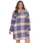 Plus Size Sonoma Goods For Life&trade; Pajamas: Button Down Flannel Sleep Shirt, Women's, Size: 3xl, Dark Blue