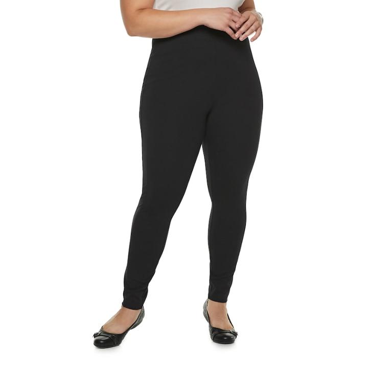Plus Size Utopia By Hue Blackout Seamed Leggings, Women's, Size: 1xl, Black