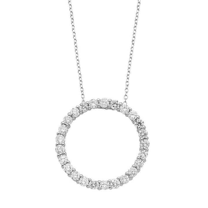 14k Gold 1 Carat T.w. Igl Certified Diamond Circle Pendant Necklace, Women's, Size: 18, White
