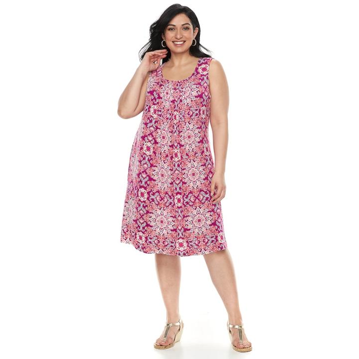 Plus Size Croft & Barrow&reg; Pintuck Sleeveless Dress, Women's, Size: 1xl, Dark Pink
