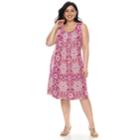 Plus Size Croft & Barrow&reg; Pintuck Sleeveless Dress, Women's, Size: 1xl, Dark Pink