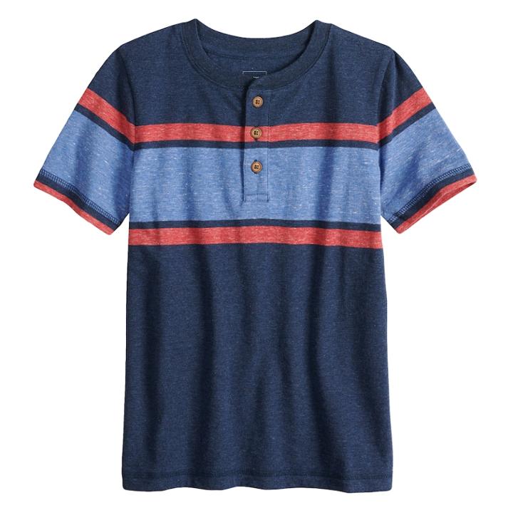 Boys 4-7x Sonoma Goods For Life&trade; Striped Henley Top, Size: 7, Dark Blue