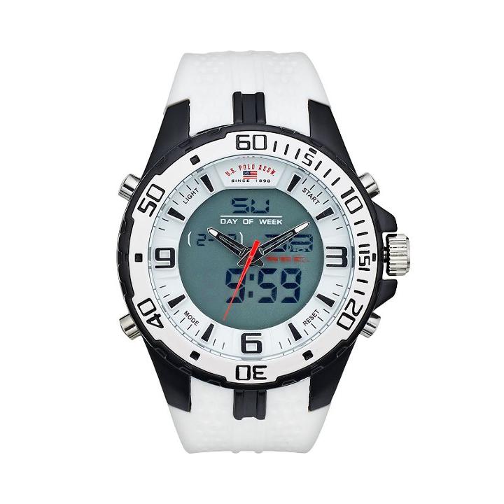 U.s. Polo Assn. Men's Analog & Digital Chronograph Watch - Us9434, Size: Xl, White
