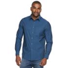 Men's Apt. 9&reg; Stretch No-iron Woven Button-down Shirt, Size: Medium, Dark Blue