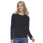 Women's Croft & Barrow&reg; Crewneck Tee, Size: Small, Black