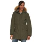Women's Levi's Faux-fur Hooded Fishtail Anorak Jacket, Size: Medium, Green Oth
