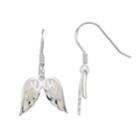 Sterling Silver Lab-created White Opal Angel Wing Earrings, Women's