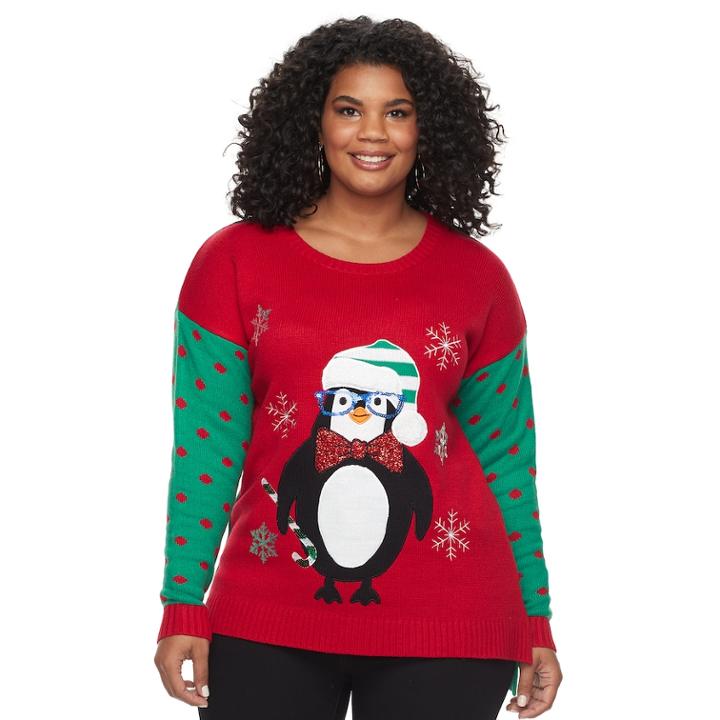 Plus Size Fashion Avenue Us Sweaters Applique Ugly Christmas Sweater, Women's, Size: 2xl, Red Other