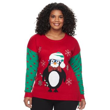 Plus Size Fashion Avenue Us Sweaters Applique Ugly Christmas Sweater, Women's, Size: 2xl, Red Other