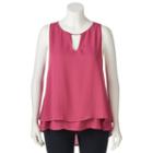 Juniors' Plus Size Heartsoul Keyhole Split Back Top, Girl's, Size: 1xl, Dark Red