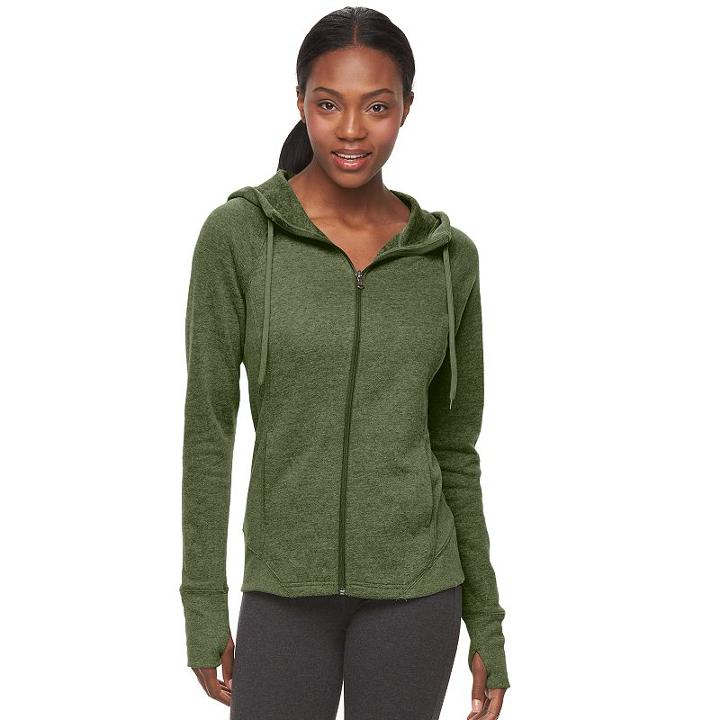 Women's Tek Gear&reg; Full-zip Fleece Hoodie, Size: Medium, Dark Green