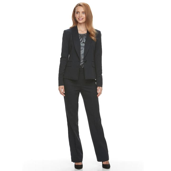 Women's Le Suit Solid Twill Pant Suit With Cami, Size: 18, Dark Blue