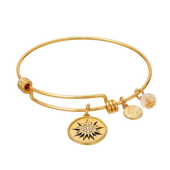 Love This Life Crystal You Are My Sunshine Charm Bangle Bracelet, Women's, White