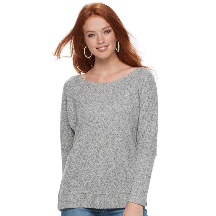 Women's Juicy Couture Ribbed Dolman Top, Size: Large, Light Grey
