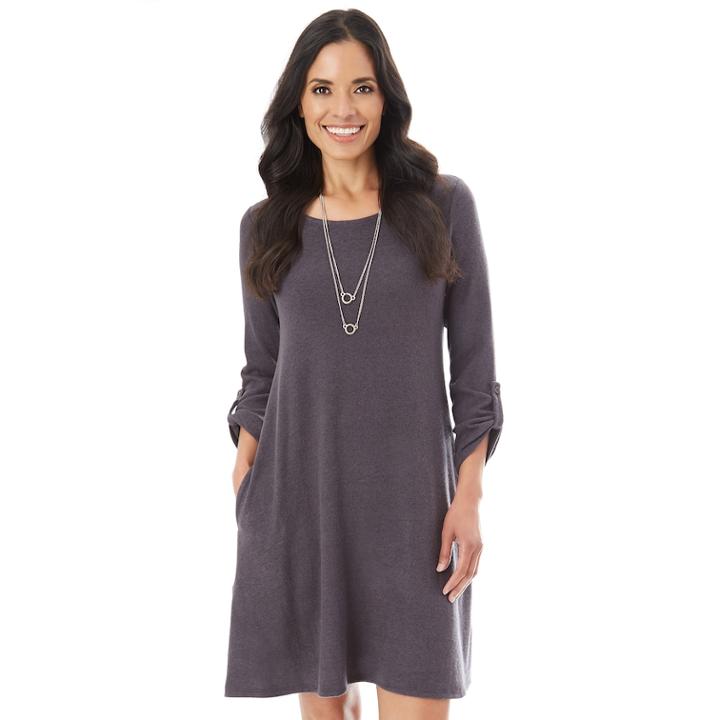 Women's Apt. 9&reg; Fuzzy Swing Dress, Size: Small, Grey (charcoal)