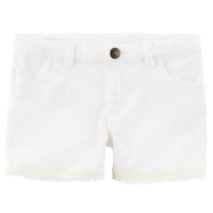 Girls 4-8 Carter's Lace Trim Shorts, Size: 7, White