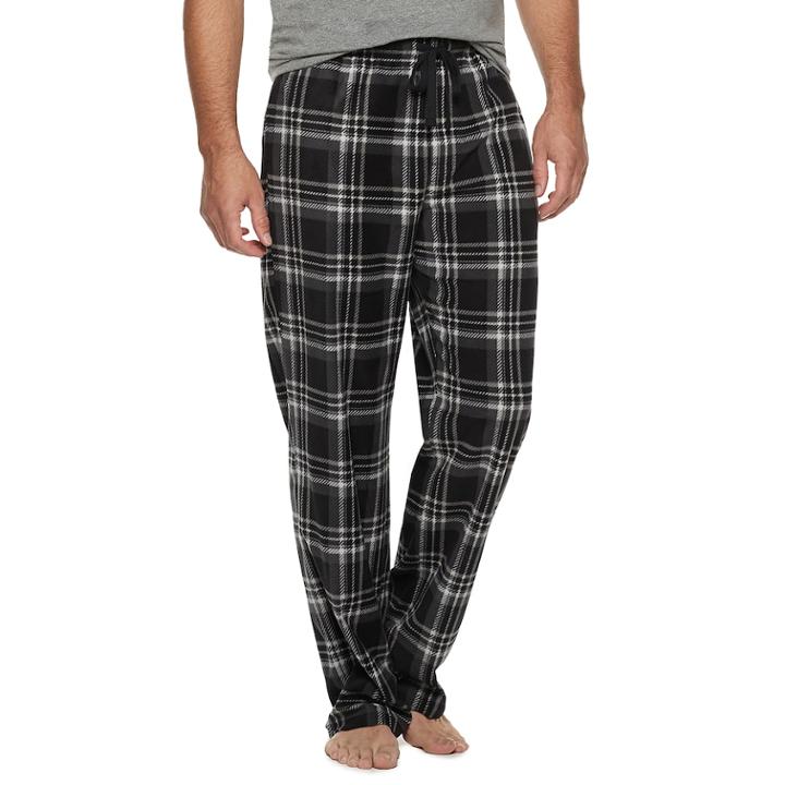 Big & Tall Croft & Barrow&reg; Patterned Microfleece Lounge Pants, Men's, Size: Xxl Tall, Black
