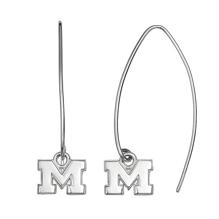 Dayna U Michigan Wolverines Sterling Silver Hook Earrings, Women's, Grey