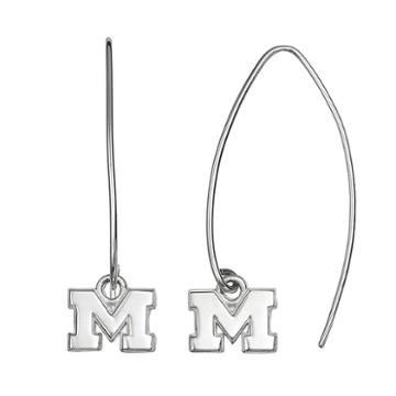 Dayna U Michigan Wolverines Sterling Silver Hook Earrings, Women's, Grey