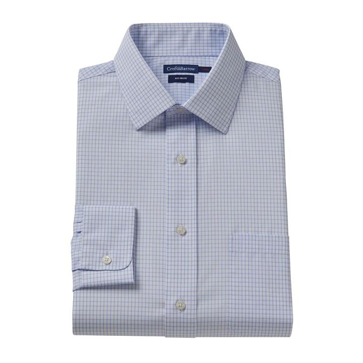 Croft & Barrow&reg; Fitted Grid No-iron Dress Shirt - Men, Size: 17.5-32/33, White