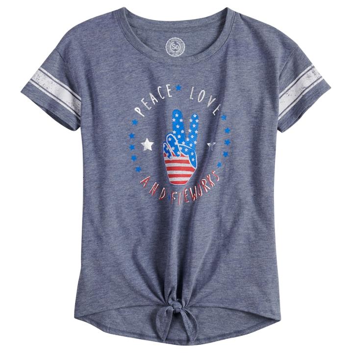 Girls 7-16 & Plus Size So&reg; Knot Graphic Tee, Size: 16, Dark Blue