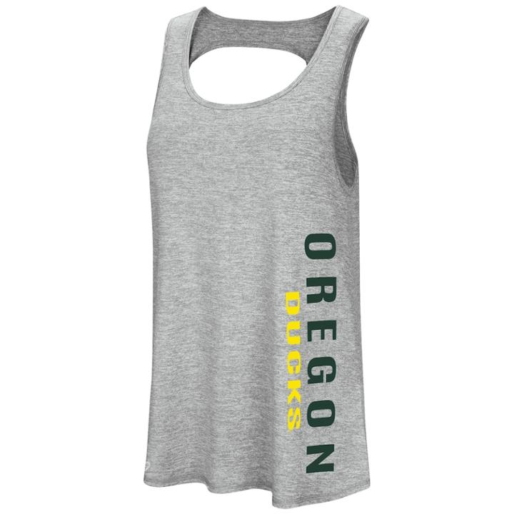 Women's Colosseum Oregon Ducks Twisted Back Tank Top, Size: Small, Grey (charcoal)
