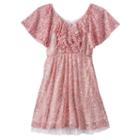 Disney D-signed Beauty And The Beast Girls 7-16 Floral Flutter Sleeve Dress, Girl's, Size: Large, Ovrfl Oth