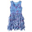 Girls 7-16 Knitworks Floral Chiffon Corkscrew Skirt Dress With Belt & Necklace, Girl's, Size: 16, Purple Oth